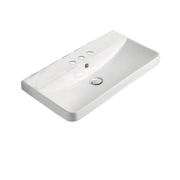 23.82 W 3H4 Ceramic Top Set In White Color, Overflow Drain Incl.